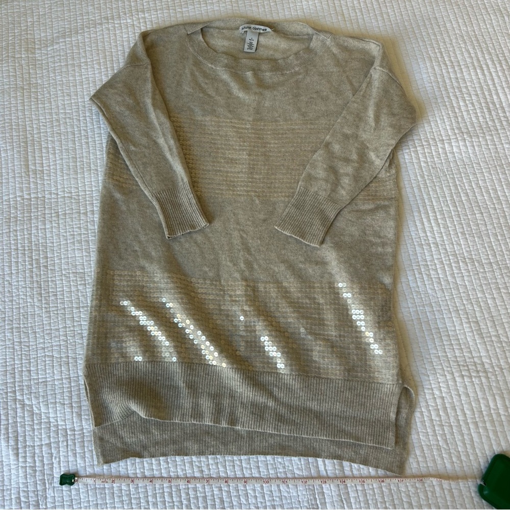 Autumn Cashmere Beige Sweater with Sequin Accents